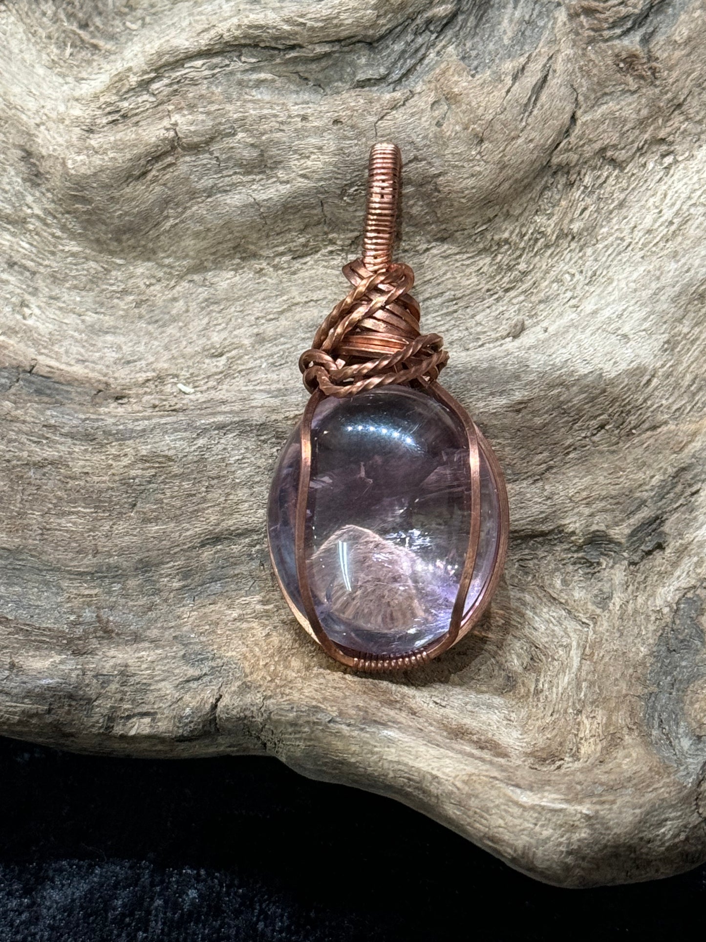 Pale Amethyst wire wrapped pendant - I am connected