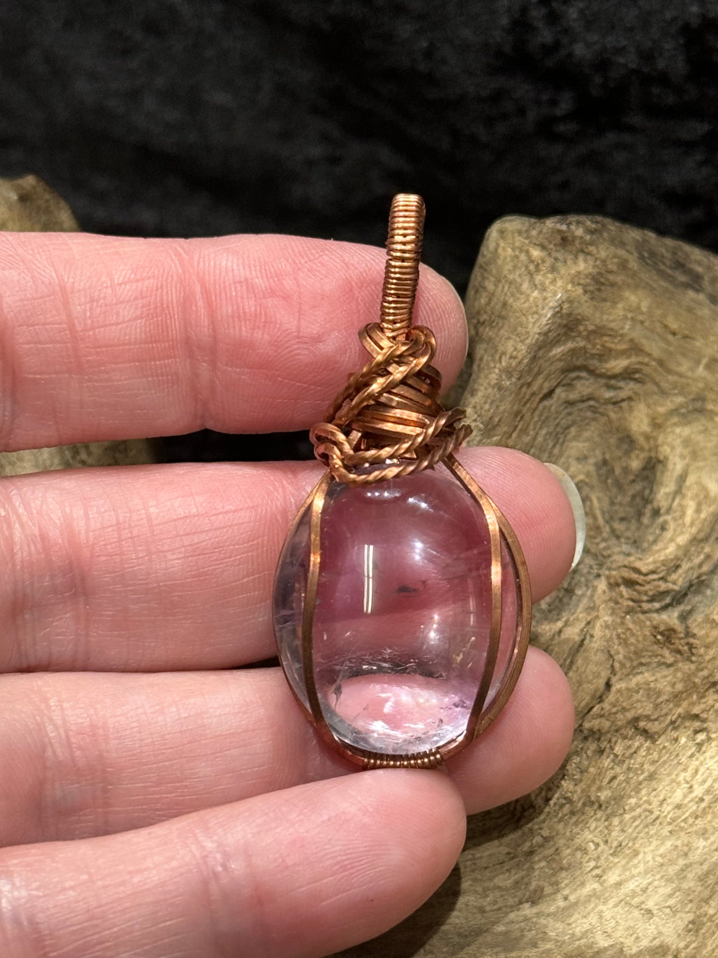 Pale Amethyst wire wrapped pendant - I am connected