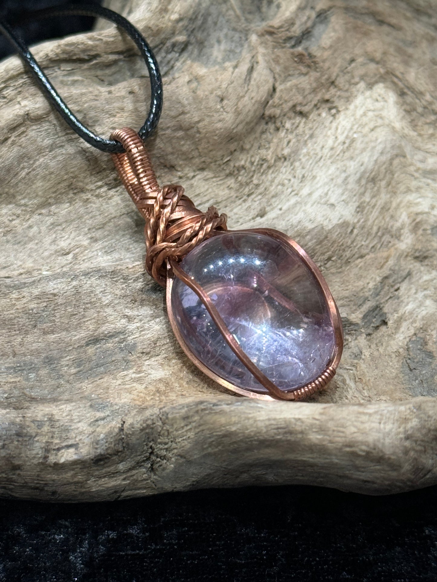 Pale Amethyst wire wrapped pendant - I am connected