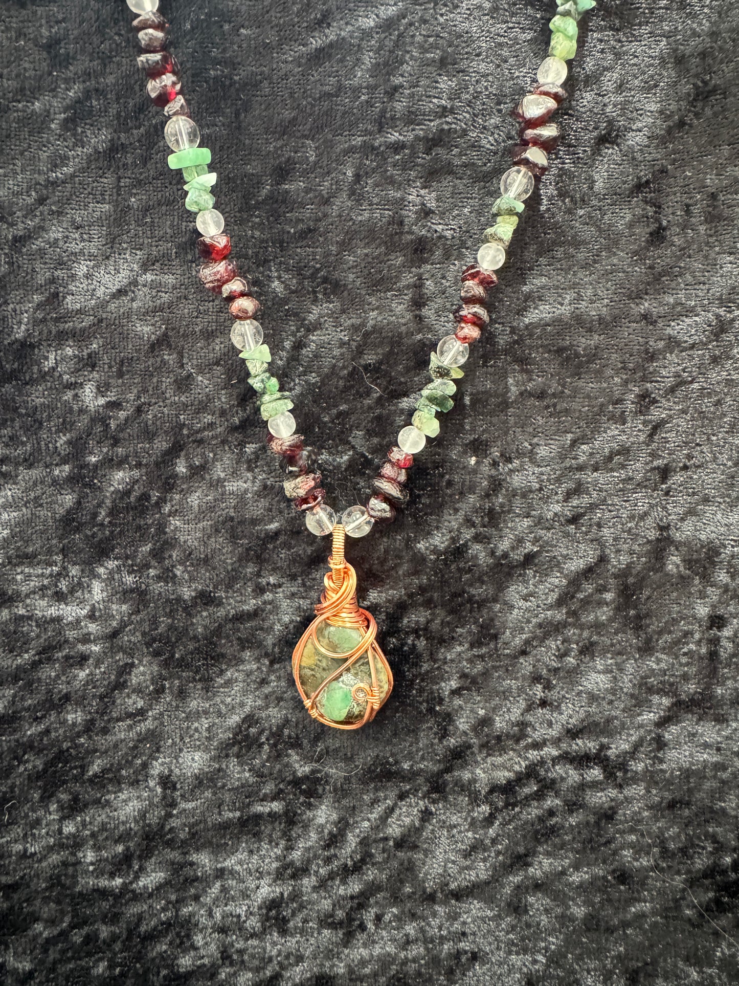 Emerald, Garnet, and Quartz | The Wise Heart Necklace