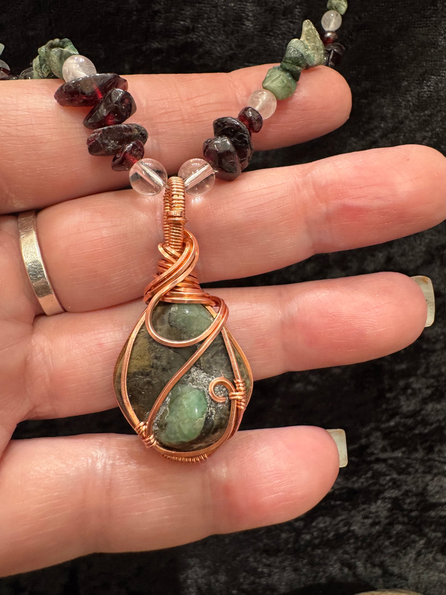 Emerald, Garnet, and Quartz | The Wise Heart Necklace