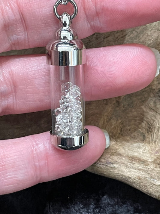 Herkimer diamond vial necklace