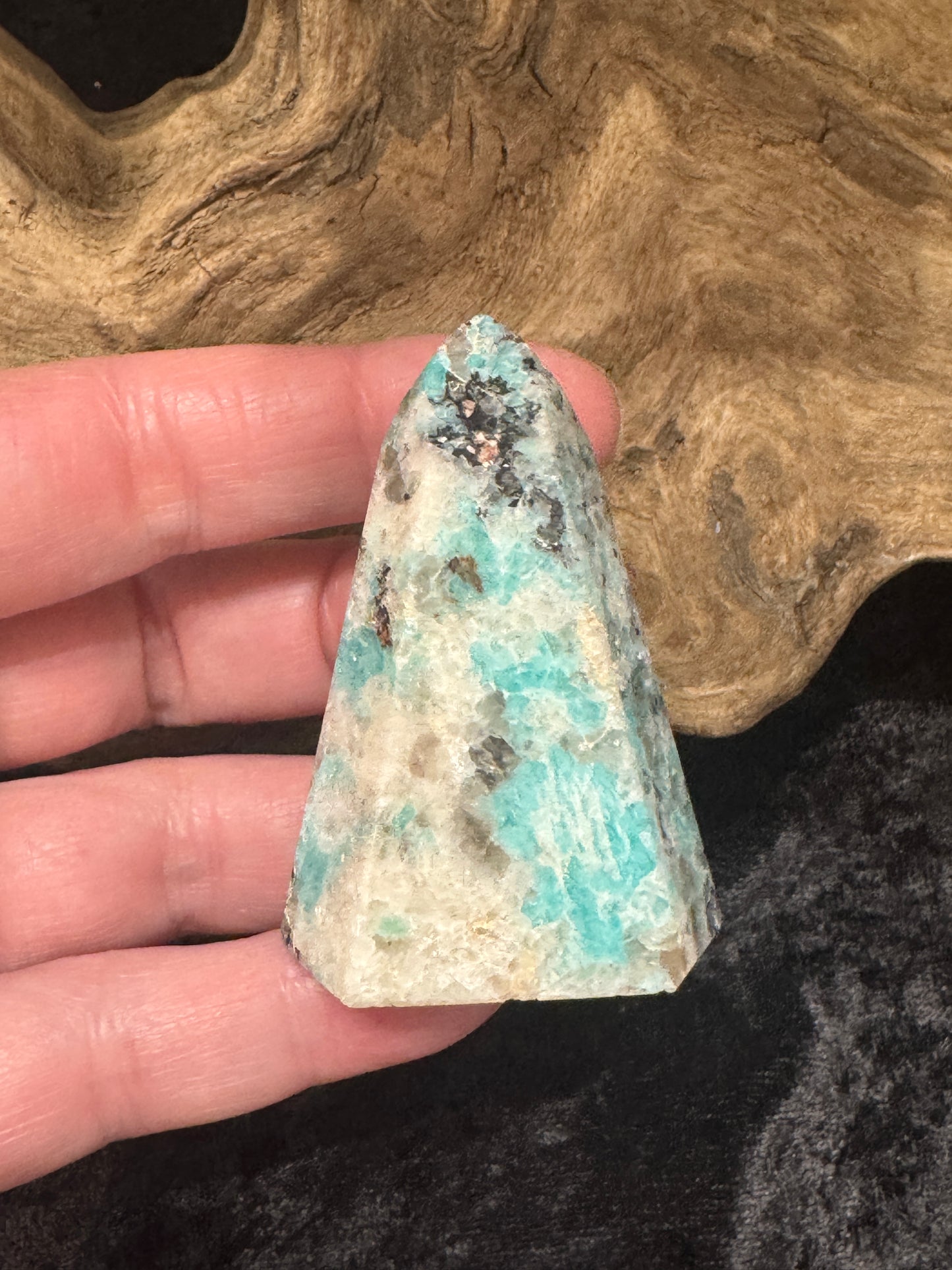 Amazonite tower (with Garnet, Tourmaline & Mica)