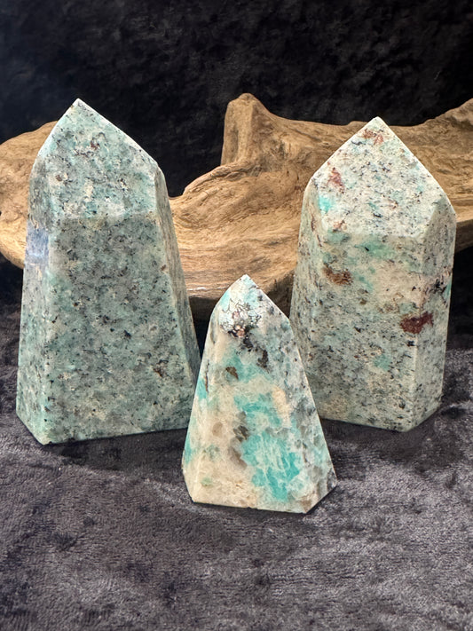 Amazonite tower (with Garnet, Tourmaline & Mica)