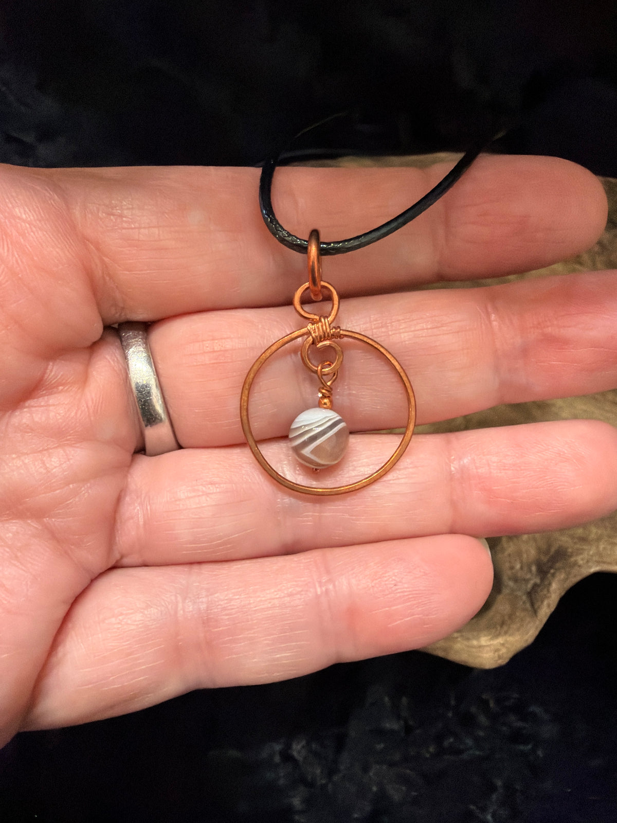 Circle of reflection Botswana agate pendant