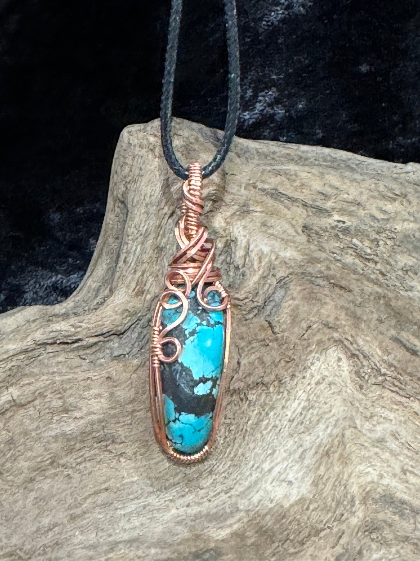 Turquoise (Tibet) wire wrapped pendant - I am whole