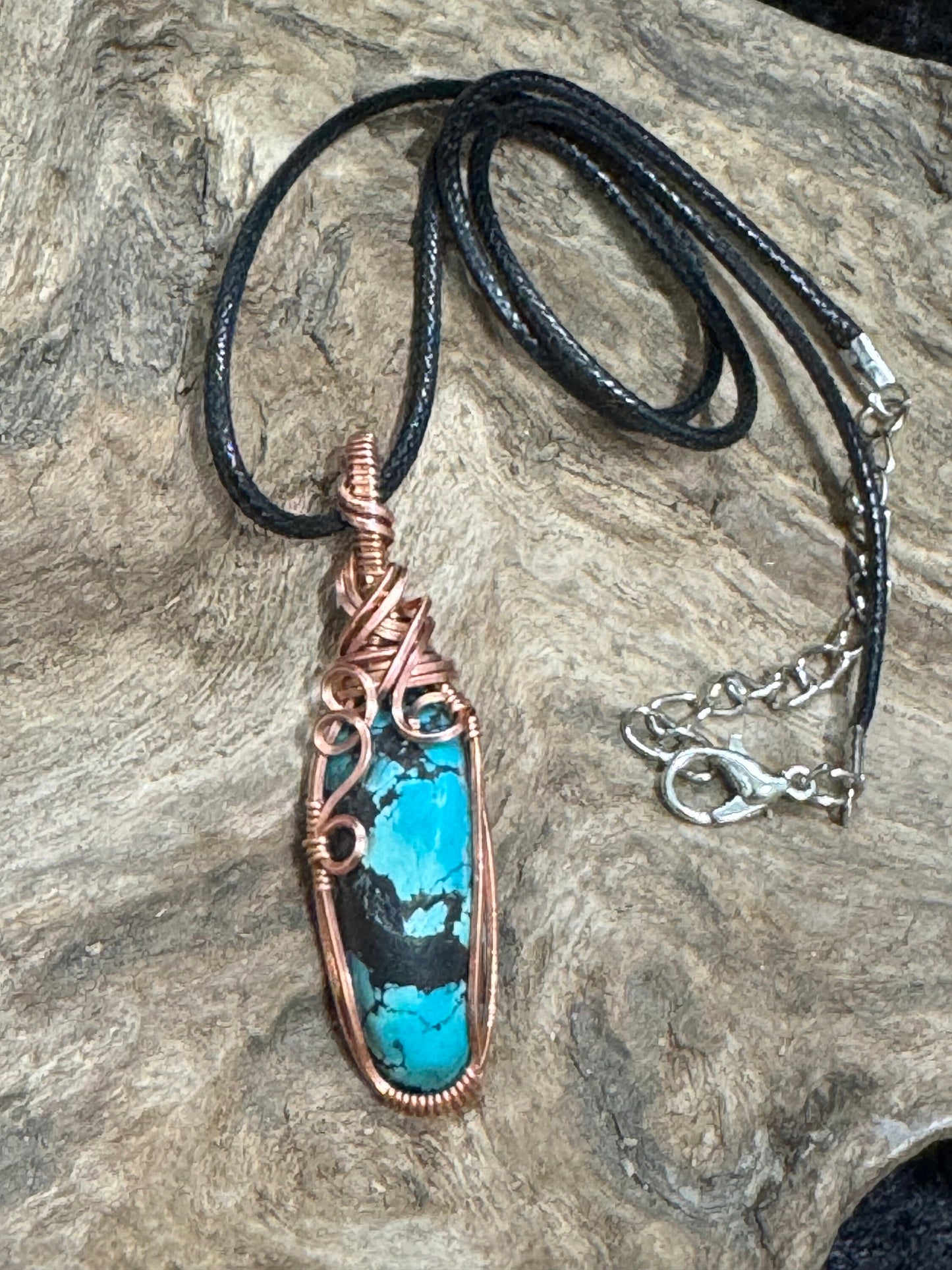 Turquoise (Tibet) wire wrapped pendant - I am whole