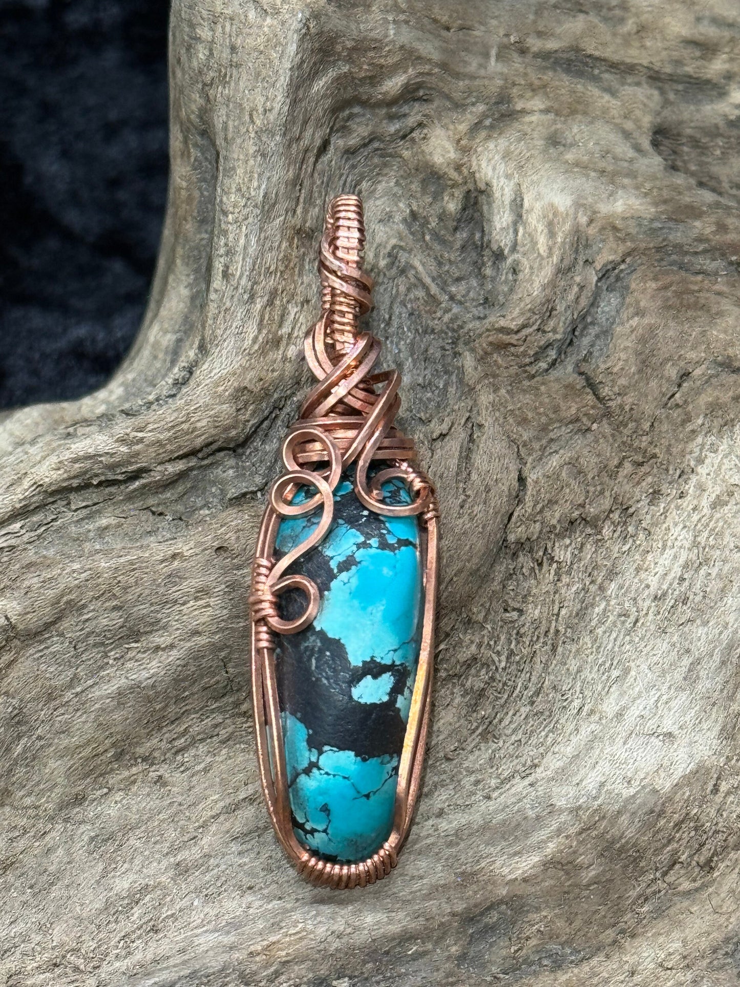 Turquoise (Tibet) wire wrapped pendant - I am whole