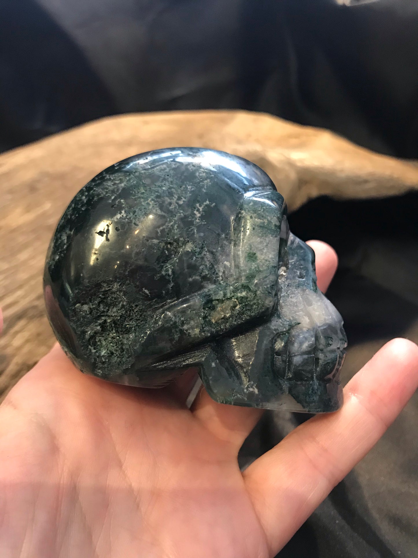 Moss Agate skull