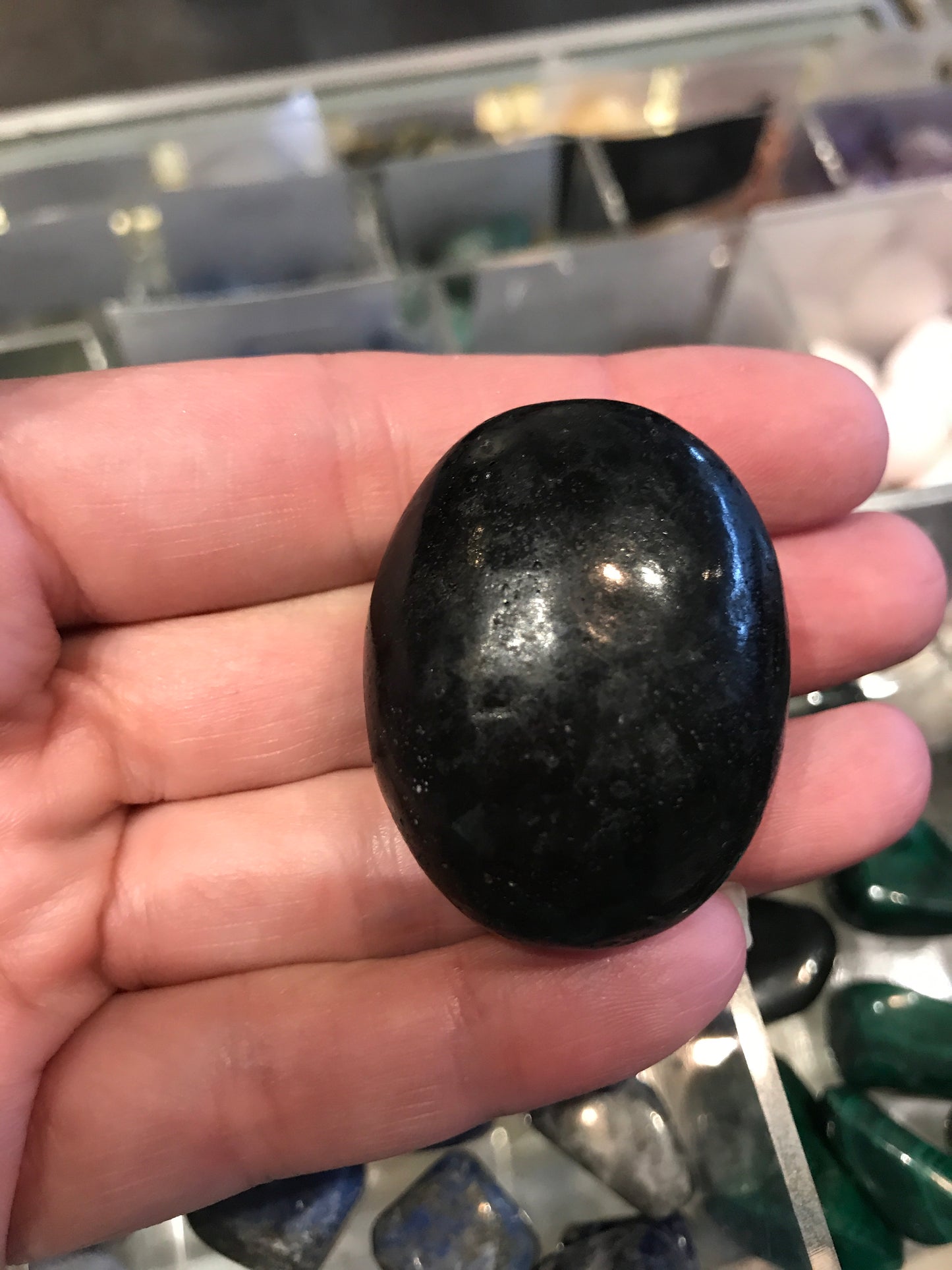 Black tourmaline palm stones