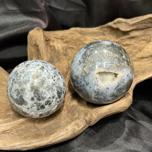 Rainbow pyrite sphere