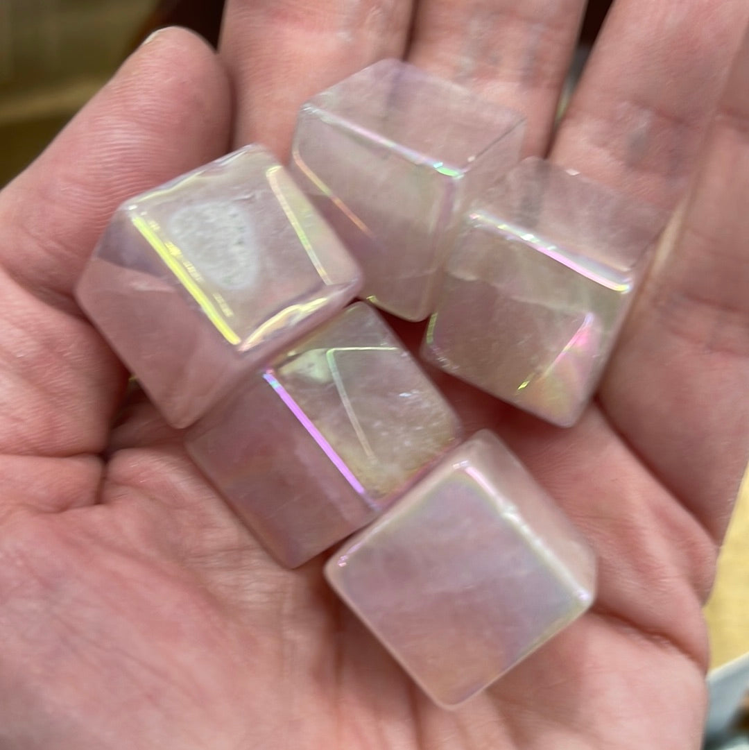 Aura rose quartz cubes