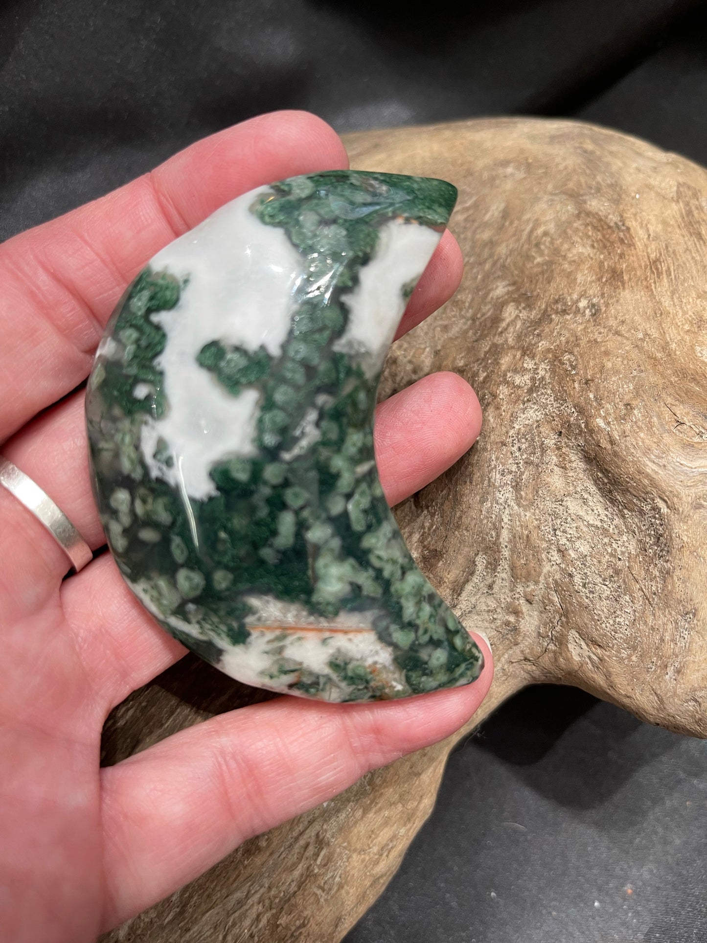 Moss agate moons and stars
