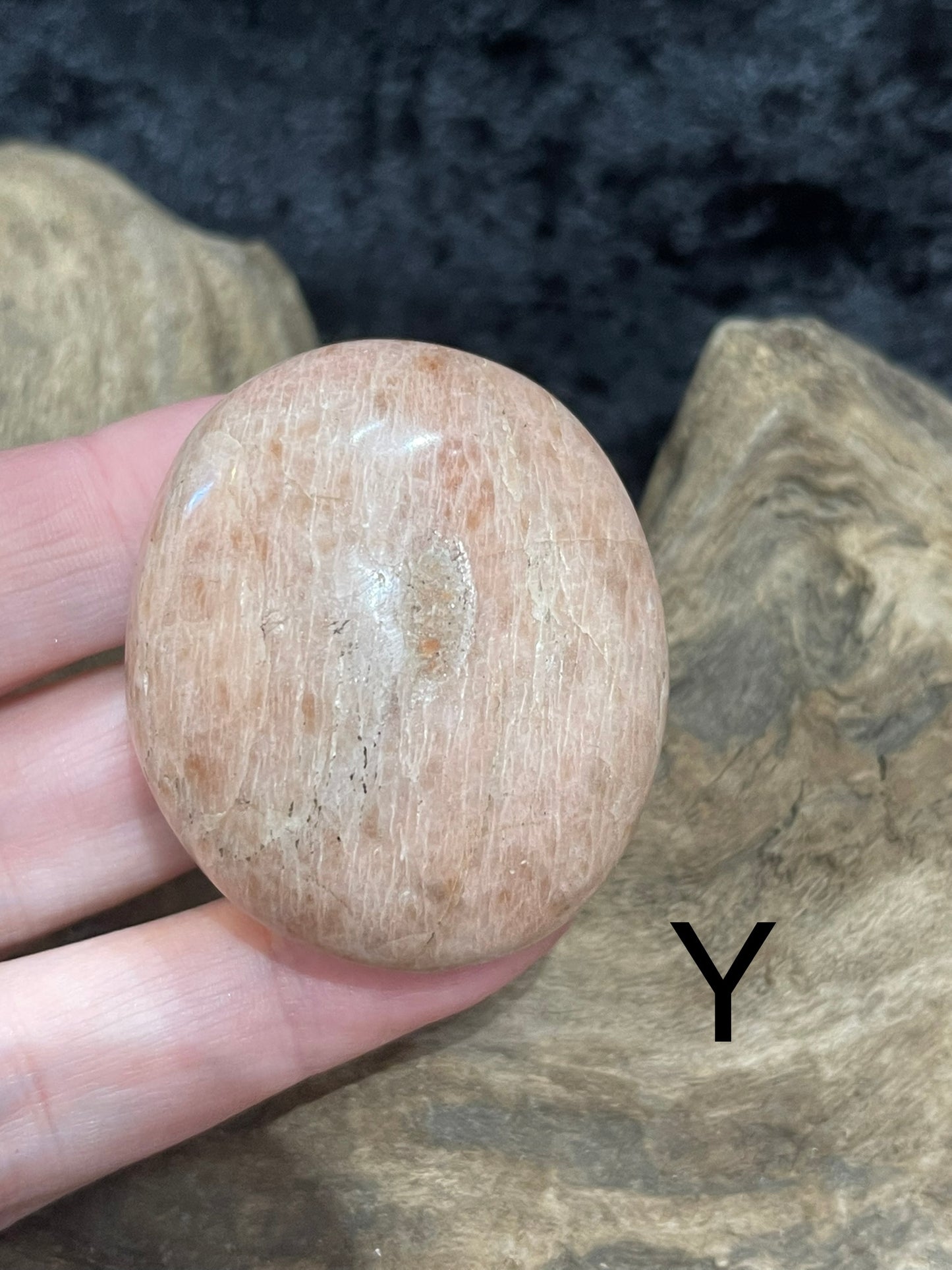 Peach Moonstone palm stones and spheres