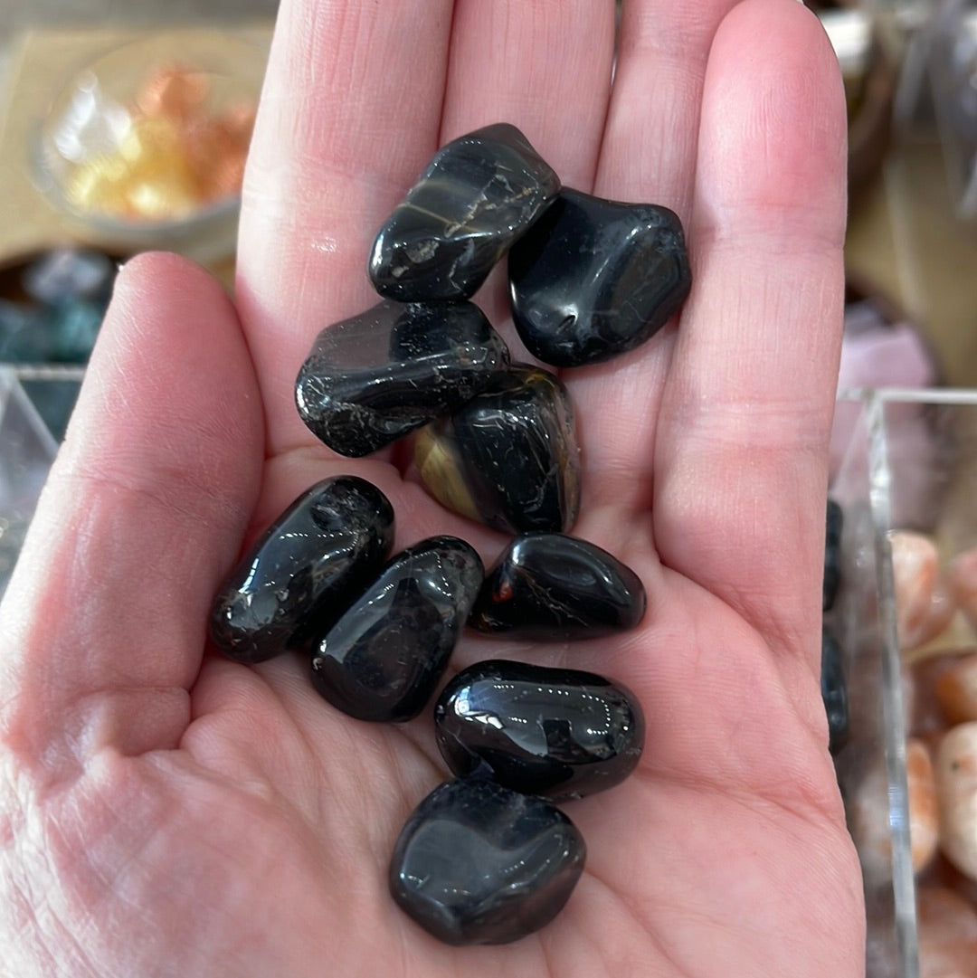 Feng Shui Import Black Onyx Tumbled Polished Natural Stone FEN-4242
