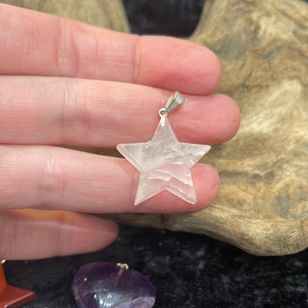 Star, heart & moon gemstone pendants