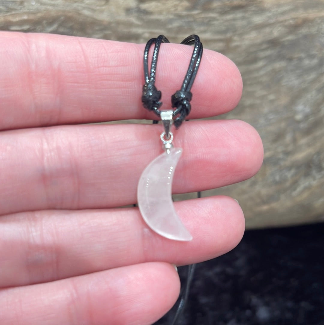 Dainty crystal moon necklace